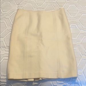 Cream wool knee length skirt
